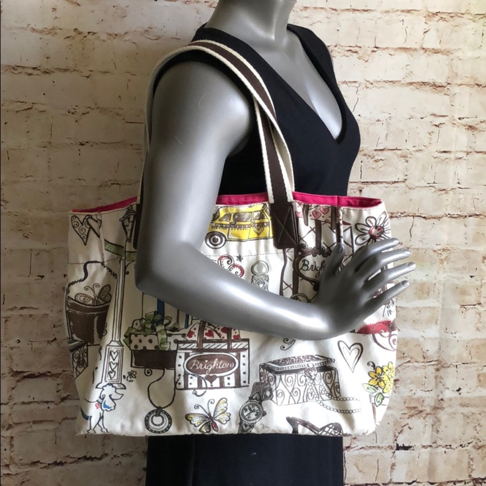 Brighton Artistic White and Pink Tote